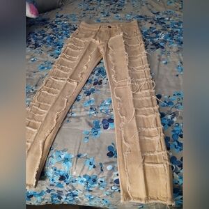New Boys Tan Stacked Jeans